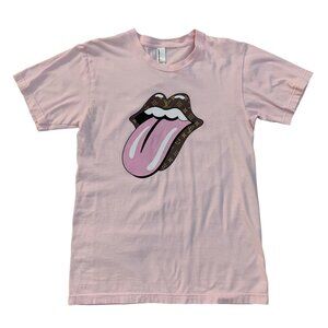 American Apparel Women's size M Pink Rolling Stones Tongue T-Shirt